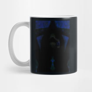 Portrait, digital collage, special processing. Beautiful but dark, like witch, woman. Tale. Dark and blue. Mug